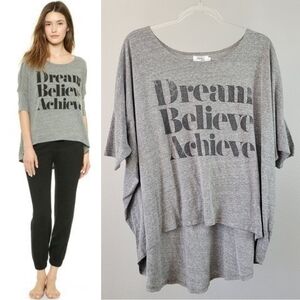 SINCERELY JULES // grey oversize off shoulder asymmetric dream believe achieve